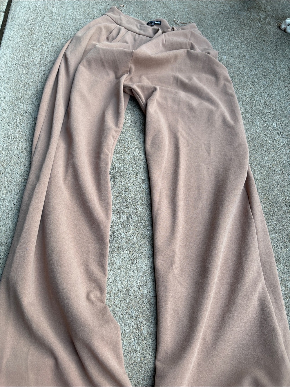 Fashion Nova Taupe Wide-Leg Dress Pants